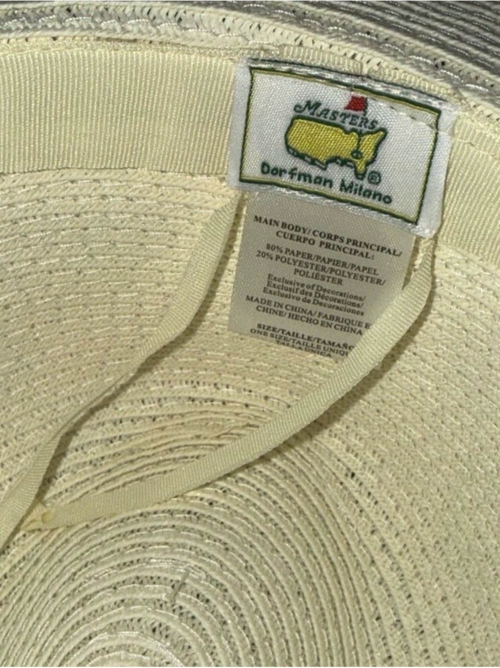 NEW Master 2026 Ladies Dorfman Milano Pacific Natural Straw Hat with green band. - Picture 10 of 12